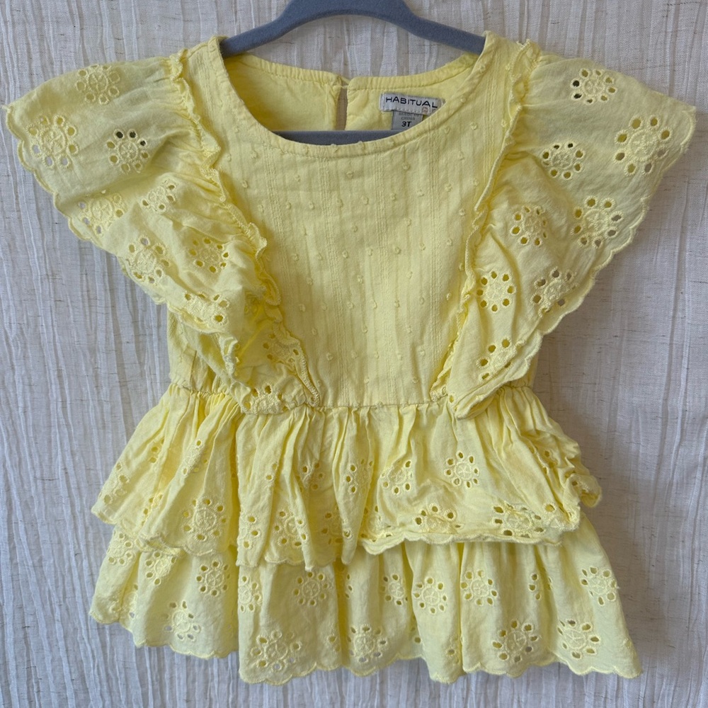 Habitual Kids Sunny Yellow Eyelet Ruffle Blouse